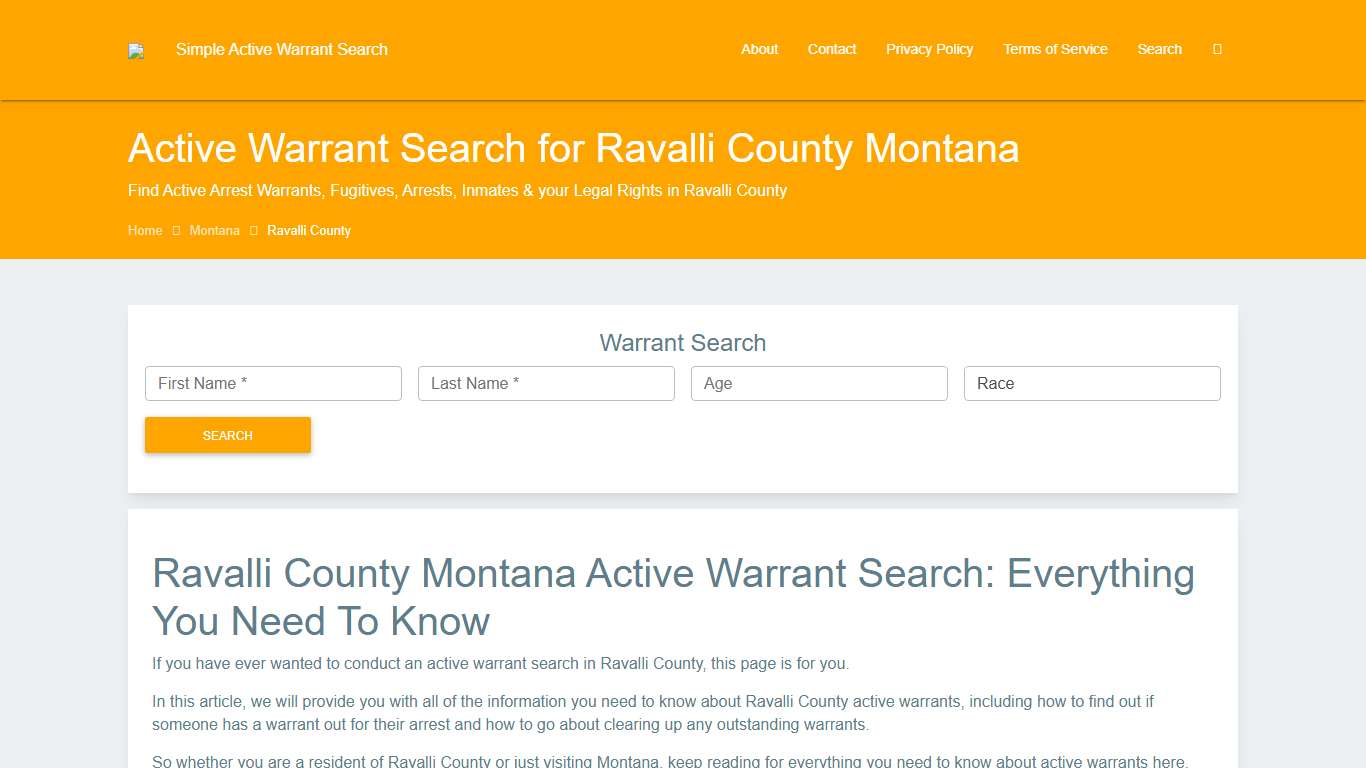 Active Warrant Search in Ravalli County Montana - Outstanding Warrants