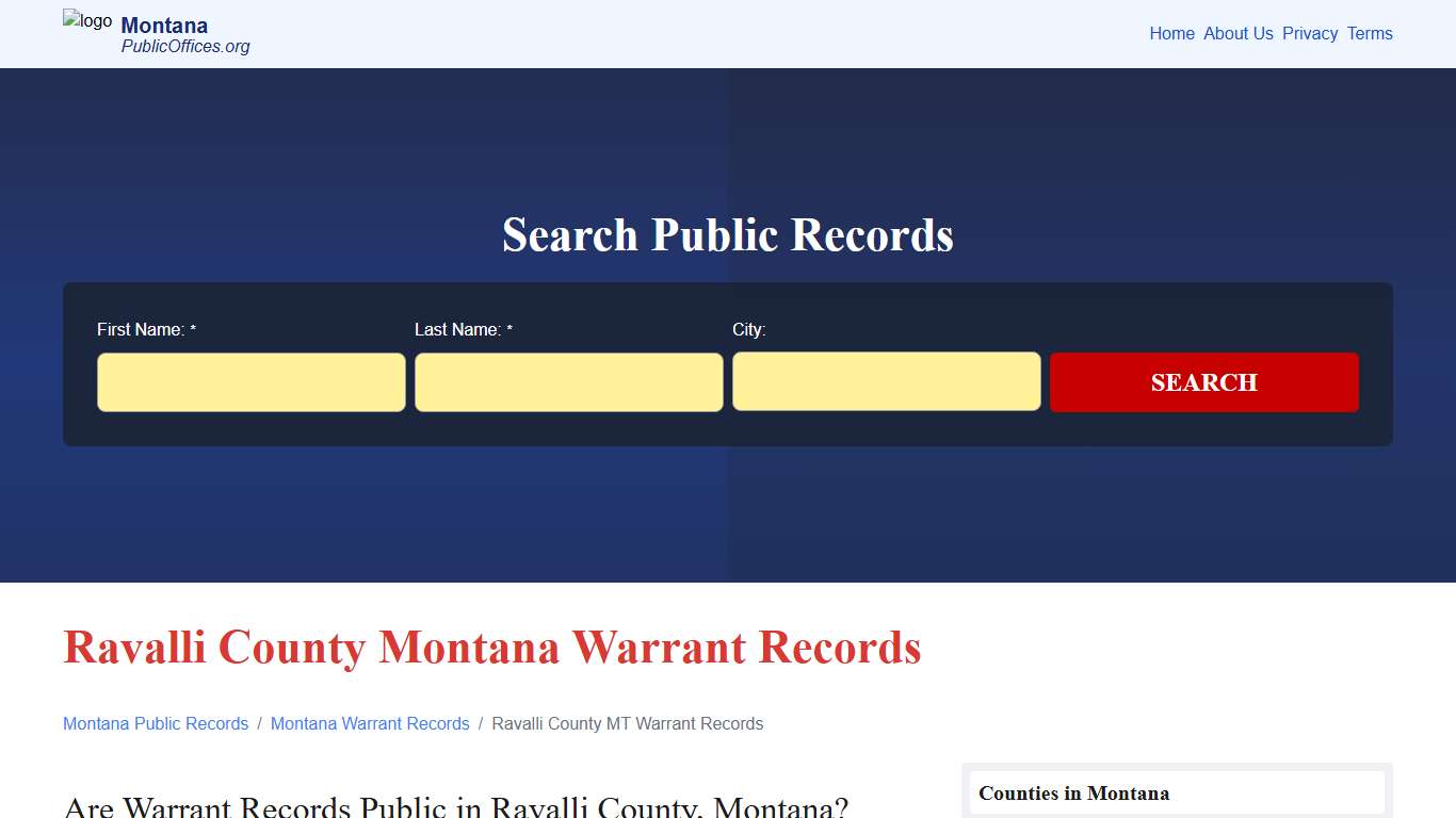 Ravalli County, MT Warrant Records Search – PublicOffices.org