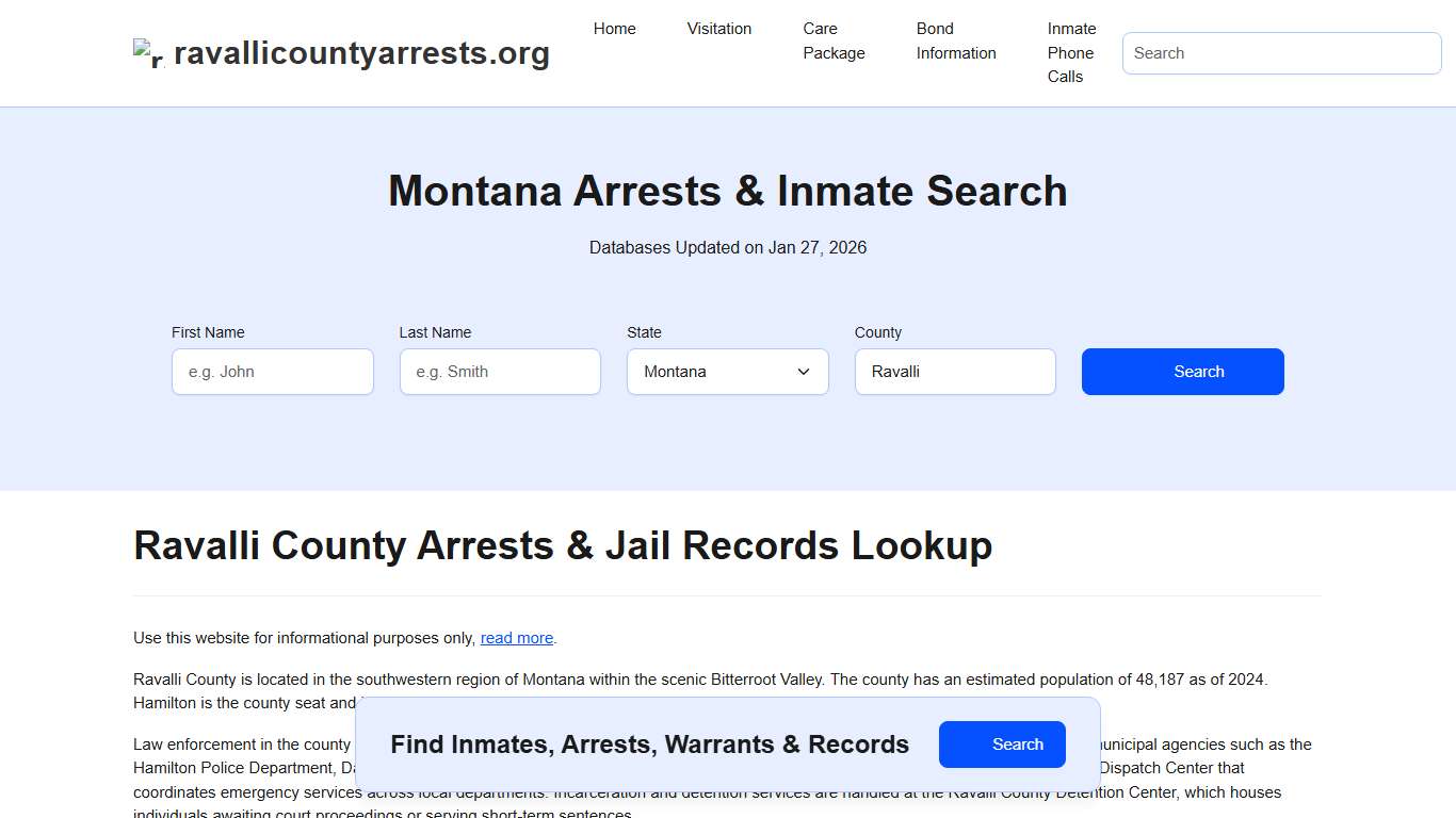 Ravalli County, MT Arrests, Warrants, Police Records Search